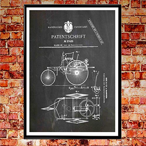 Affiche de voiture Mercedes Benz brevet vintage poster A3 tableau noir WallBuddy WB331