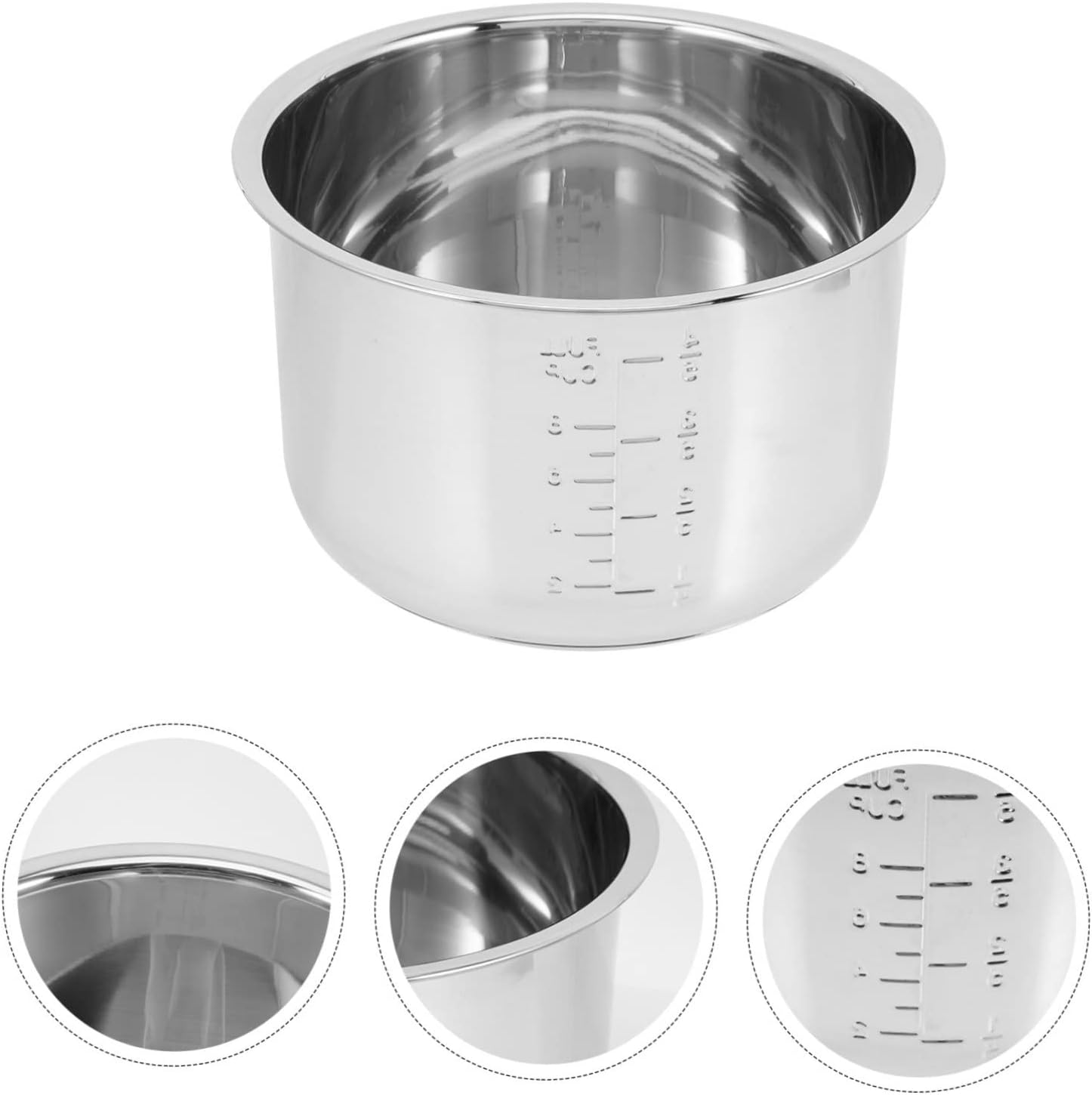 Stainless Steel Rice Cooker Inner Pot Multi-use Electric Cooker Accessory Capacity and Scaled Design for Cooking Rice Soups and More