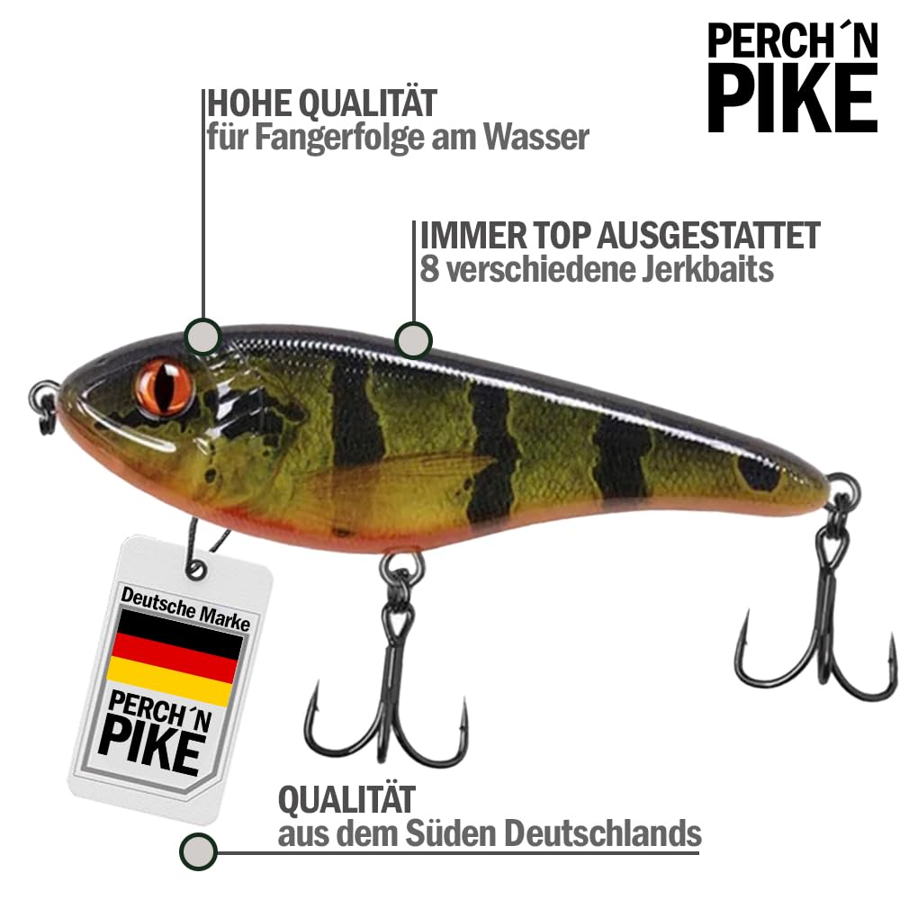 Jerkbait Hecht I 15cm, 80g Slow Sinking für große Hechte, Wobbler Jerkbait Hechtangeln, Kunstköder, Angelköder Raubfische, UV-aktive Jerkbaits