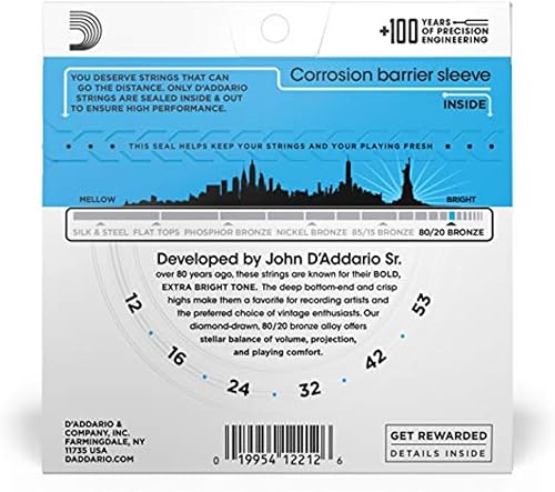 Vista 11 de 3 Paquetes De D 'Addario EJ10 cuerdas para guitarra acústica de bronce, extra luz, 10 – 47