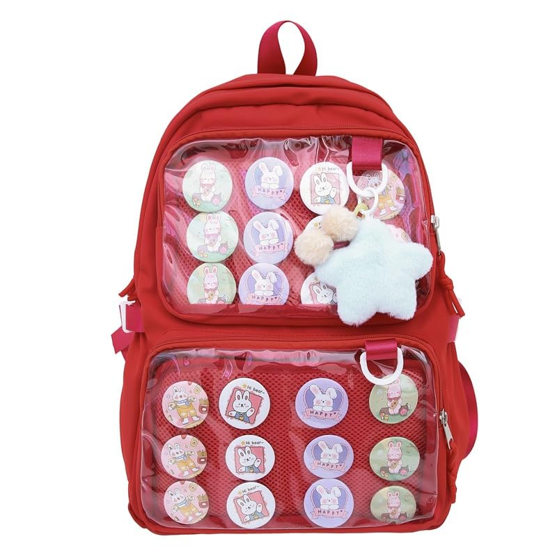 HOKMAH Ita Bag Cute Backpack for Women Men, Kawaii Y2K Itabag Lolita Daypack Trip Hiking Daypack Daily Use Bag (Red)