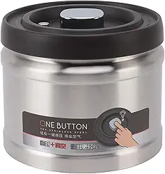 Greensen Recipiente a Vácuo para Café, Lata de Armazenamento Hermético Em Aço Inoxidável para Grãos de Café Moídos, Chá, Nozes Com Vedação Tipo Prensa e Colher Medidora (1100ML Aço Inoxidável Cor