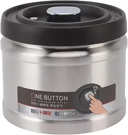 Greensen Recipiente a Vácuo para Café, Lata de Armazenamento Hermético Em Aço Inoxidável para Grãos de Café Moídos, Chá, Nozes Com Vedação Tipo Prensa e Colher Medidora (1100ML Aço Inoxidável Cor