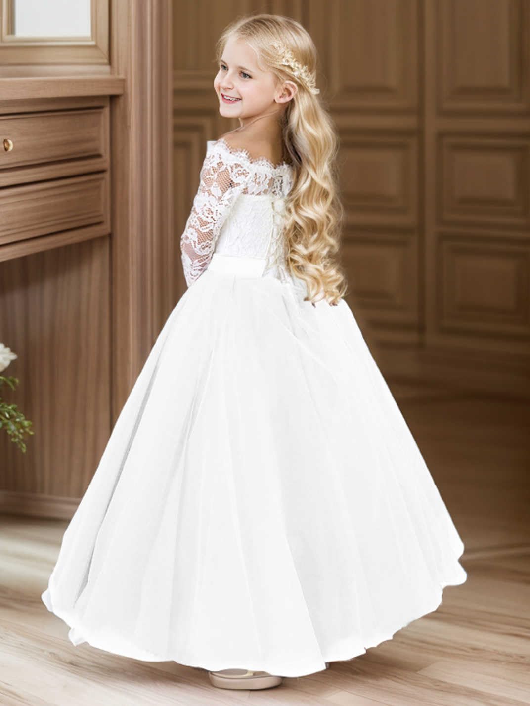 Aibaowedding Blumensmädchenkleid Prinzessin Mädchen Festzug Ballkleider Kinder Spitze Tüll Cocktailkleid Elegant Langes Abendkleid Kommunionskleid … | Elegantes langes Festkleid aus Spitze und Tüll. Blumenmädchen, Kommunionsund Prinzessinnenkleid für fest