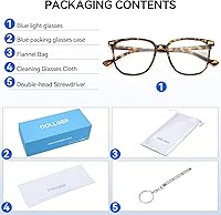 Vista 6 de Dollger Lentes de luz azul para mujer, lentes de bloqueo de luz azul retro para computadora, marco de lentes para hombre