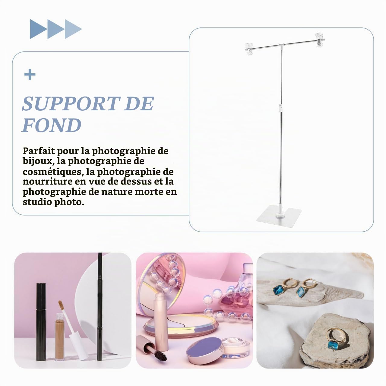 Hemobllo Support De Fond Photo Réglable en Forme T Mini Cadre De Fond pour Studio Photo Idéal pour Bijoux Cosmétiques Nourriture Et Nature Morte Pack De 2