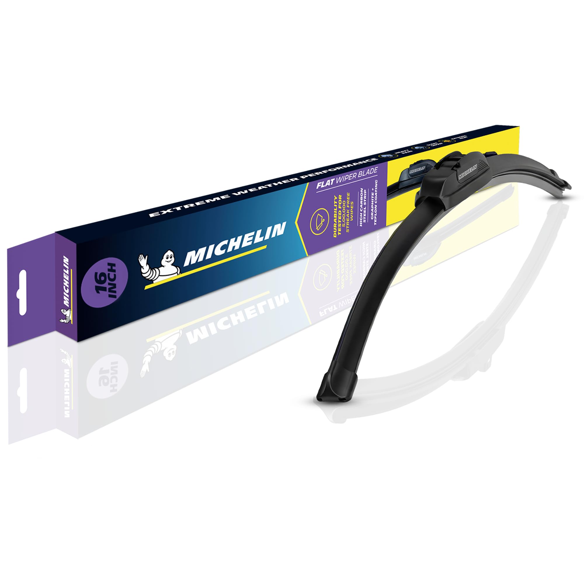 MICHELIN Premium All-Weather Wiper Blade | High-Carbon Steel Strip with Natural Rubber & Graphite Coating | Smooth, Silent & Streak-Free Wiping | Durable U-Hook Fitment (1, 16 Inch)-image-25