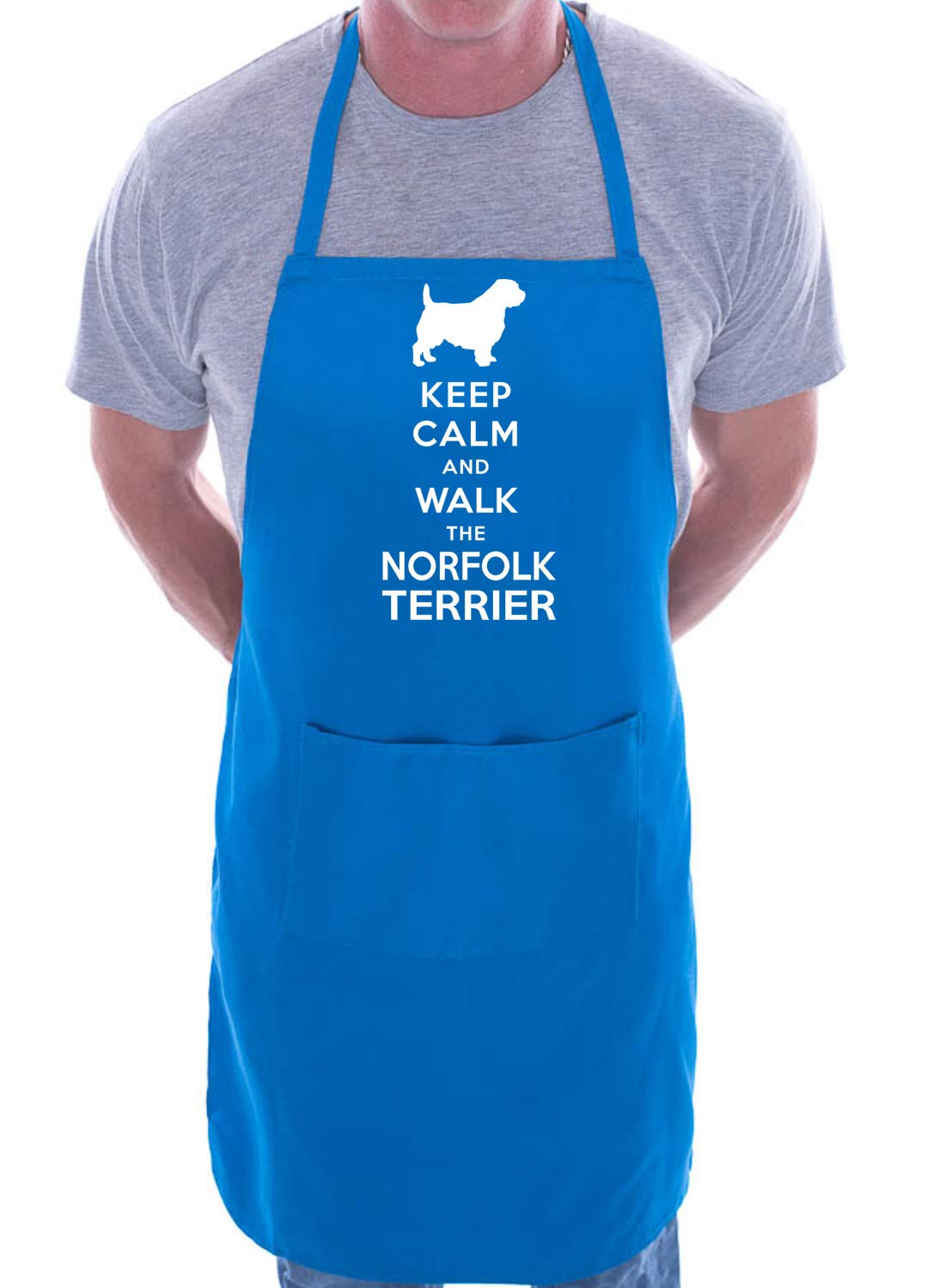 Print4U Keep Calm & Walk The Norfolk Terrier Apron Cooking Novelty BBQ Gag Gift Present For Dog Lover Ladies Mens Blue