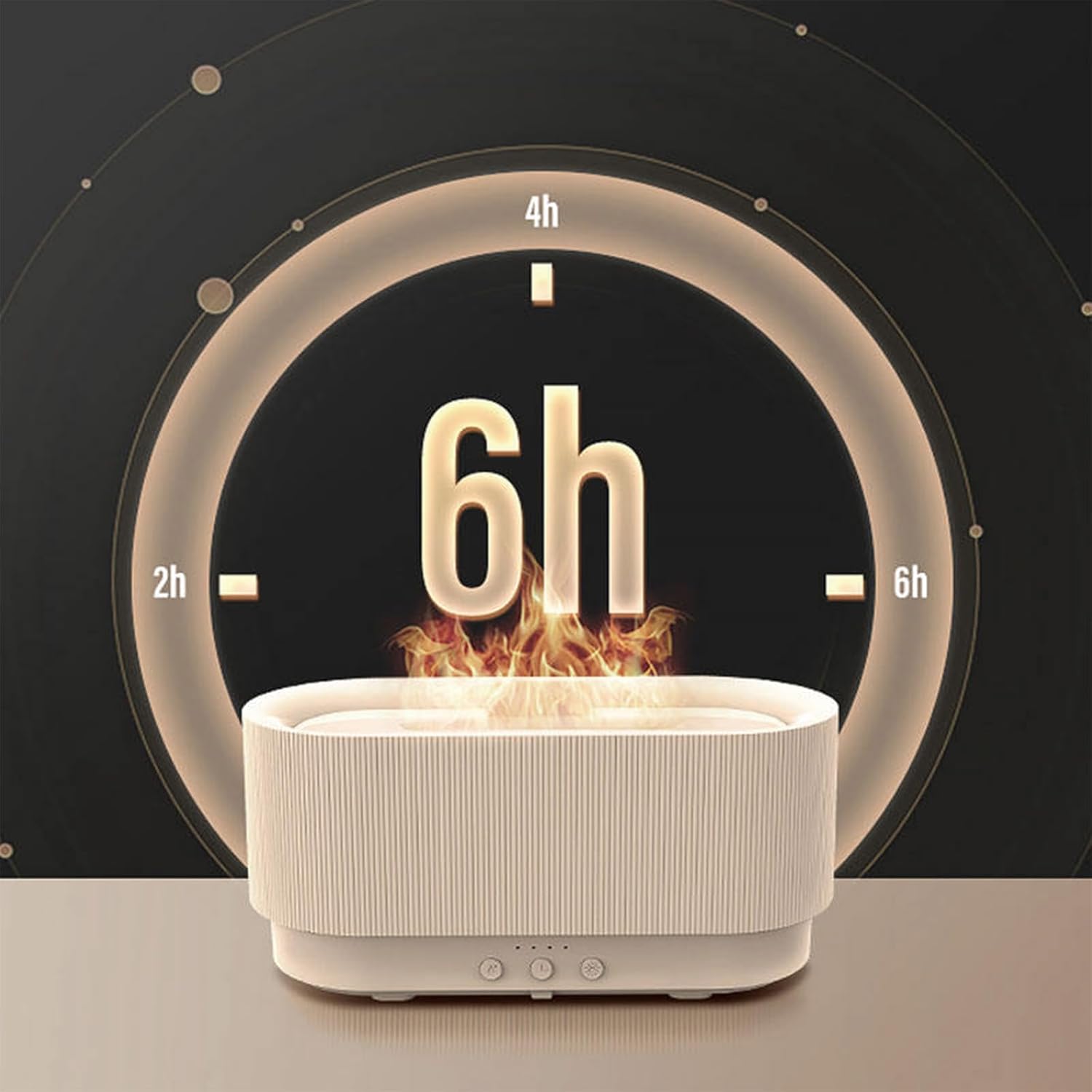 Flame Humidifier Aroma Diffuser Cool Mist Humidifier,Flame Aroma Diffuser,3D Flame Adjustable Fog Volume 2 Types of Light Adjustment Button Operationsuitable for Baby Bedroom Plant Office,Gray