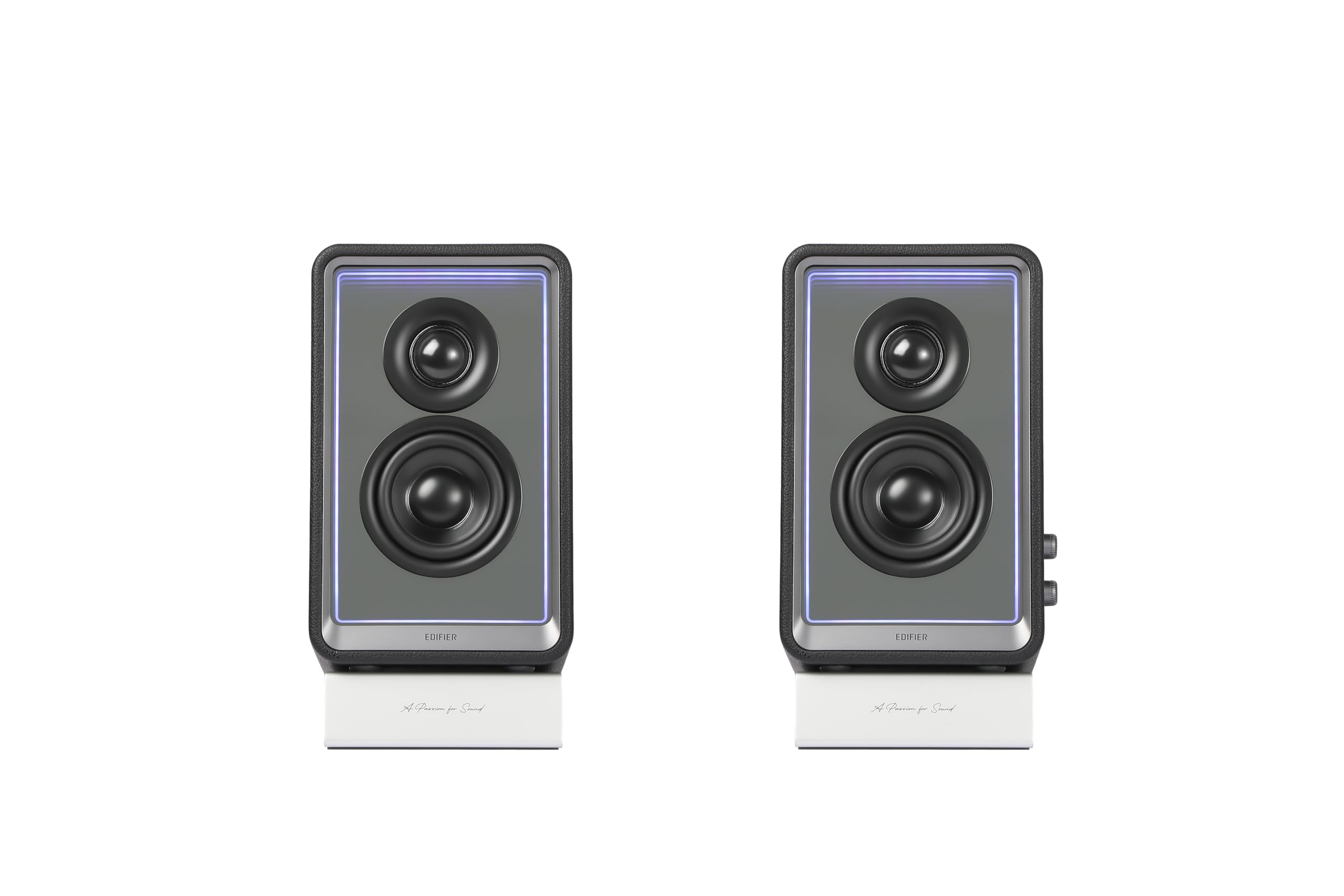 Edifier QR65 - Altoparlanti per monitor attivi, 70 Watt, con effetti di luce RGB, 3 porte USB TurboGaN di ricarica rapida e uscita subwoofer, nero