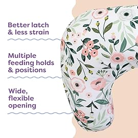 Boppy Nursing Pillow - Ergonomic Bottle & Breastfeeding Pillow with High, Firm, Large Area, Water-Repellent Cushion with Washable Cover; Baby Safety Alliance Verified - Pink Garden Flowers