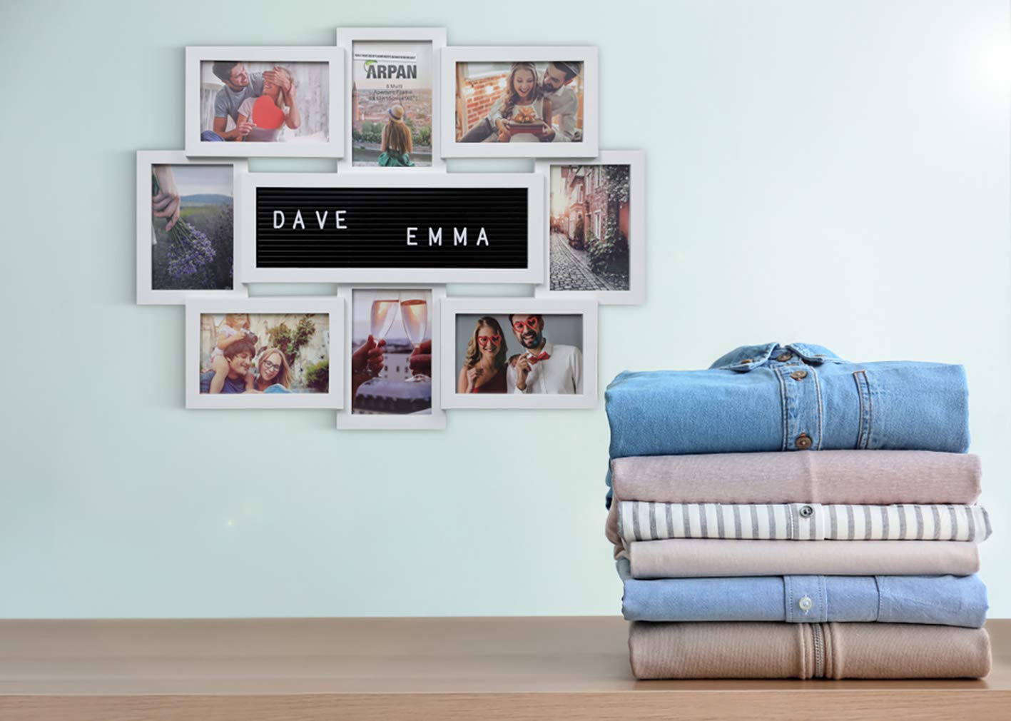 ARPAN Bilderrahmen mit mehreren Blenden, personalisierbar, für 20 x 15 x 10 cm, Weiß