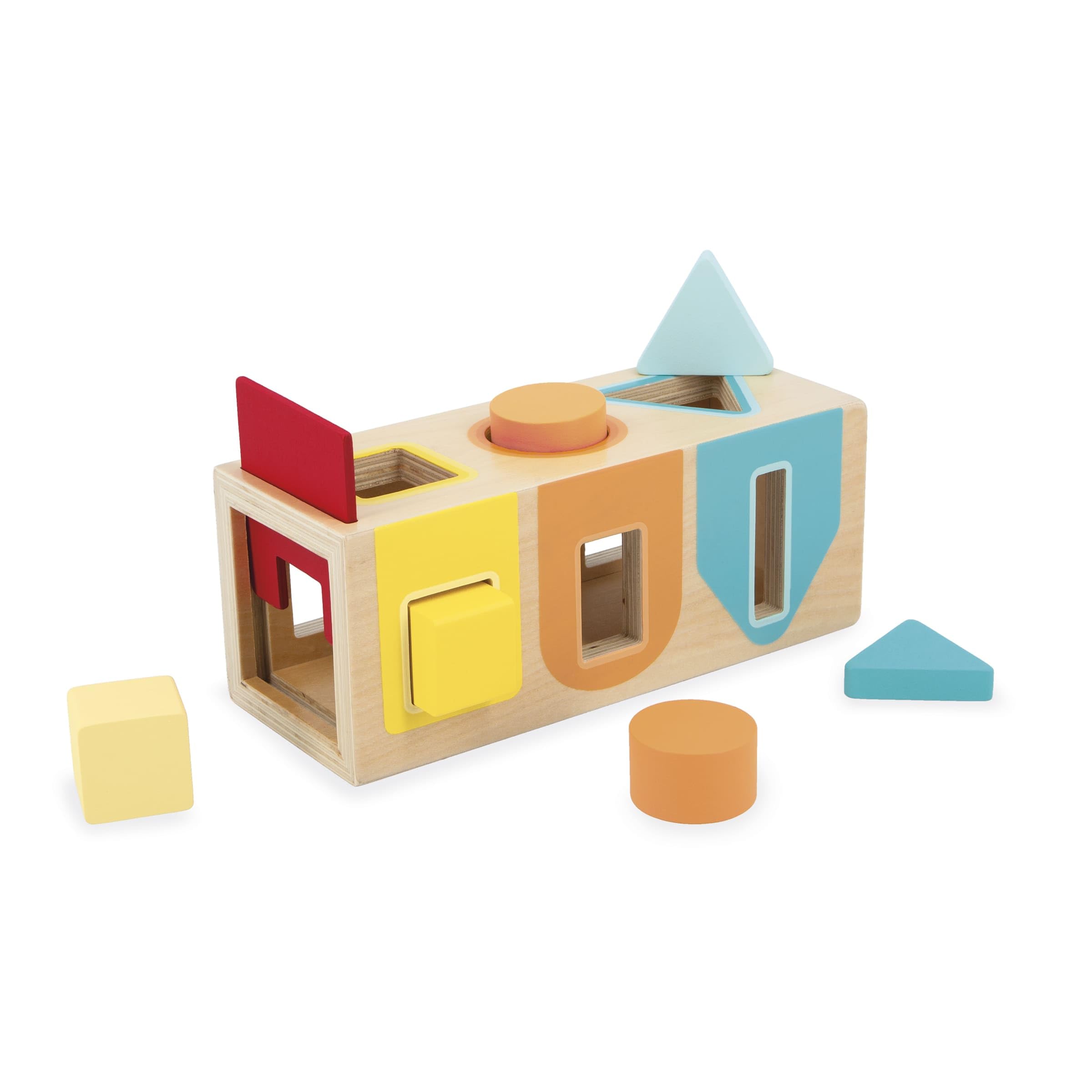 Janod - Geometric Shape Box (Wood) - Wooden Early-Learning Toy - Educational Game - Fine Motor Skills - 12 Months - J05330