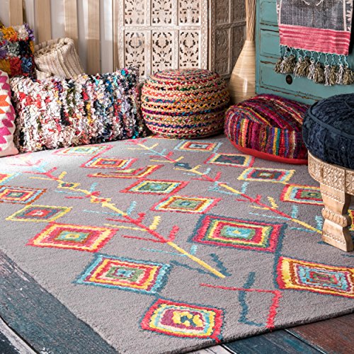 nuLOOM Belini Hand Tufted Wool Rug, 5' x 8', Grey