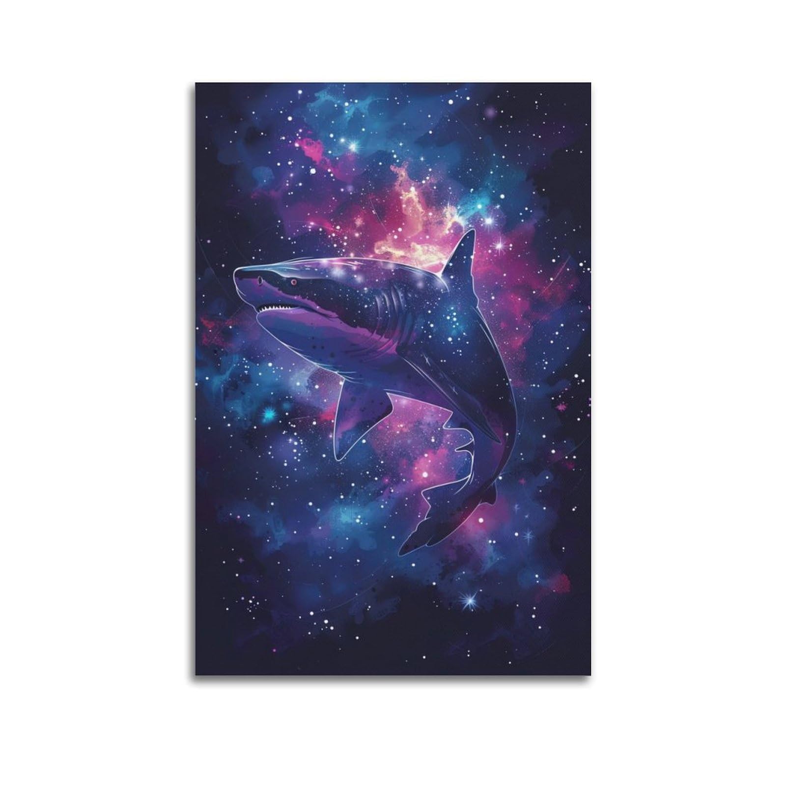 HUIYHB Animal Poster Sharks in The Stars Artwork Poster Decorative Painting Canvas Wall Posters And Art Picture Print Modern Family Bedroom Decor Posters 20x30inch(50x75cm)