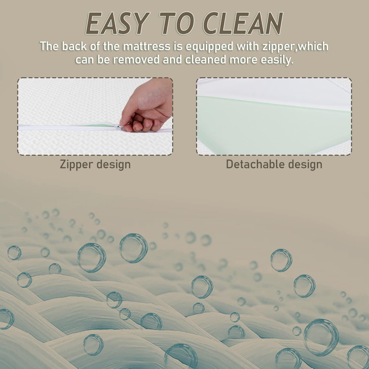 PayLessHere 10 Inch Mattress Green Tea Memory Foam Mattress CertiPUR-US Certified,Removable Soft Cover,Fiberglass Free,King mattresses for Bed Frame, Bunk Bed, Trundle, Daybed,White - Image 7