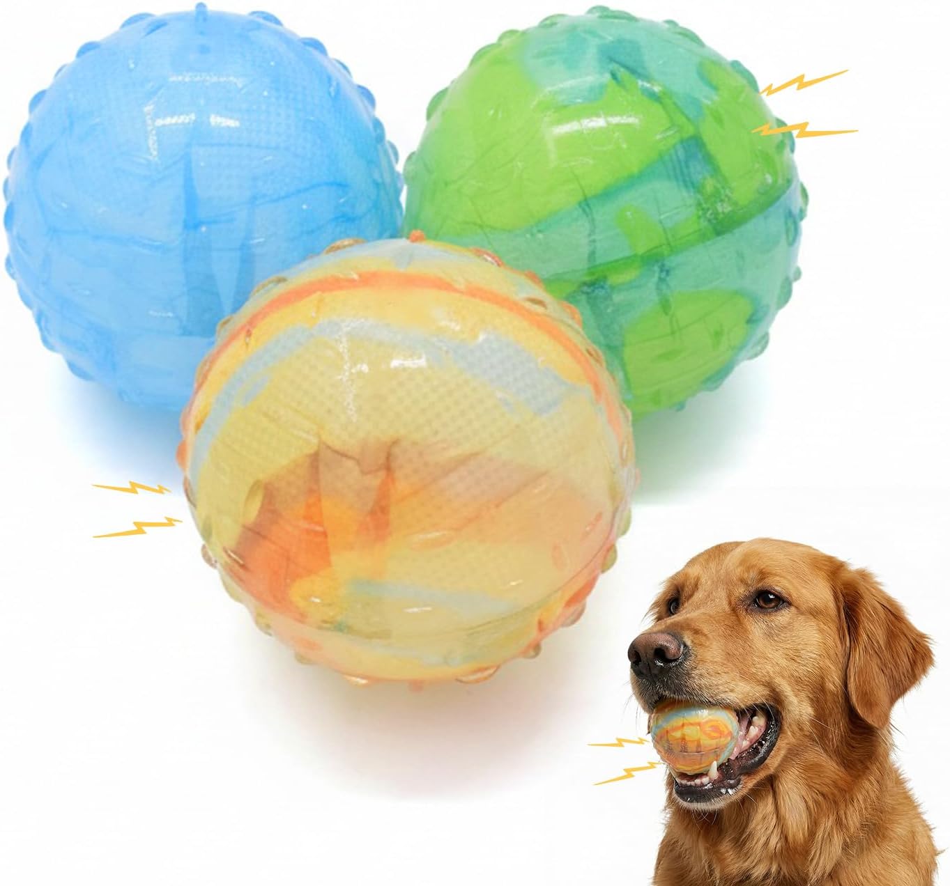 Pelotas para Perros Molaxpet Coloridas con Chirrido 3 Pack 3"