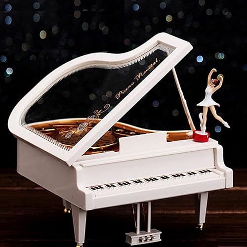 Miniatura 4 de HOUKAI Caja de música romántica con diseño de piano clásico bailarina manivela de mano cajas musicales cumpleaños boda amor regalo para decoración