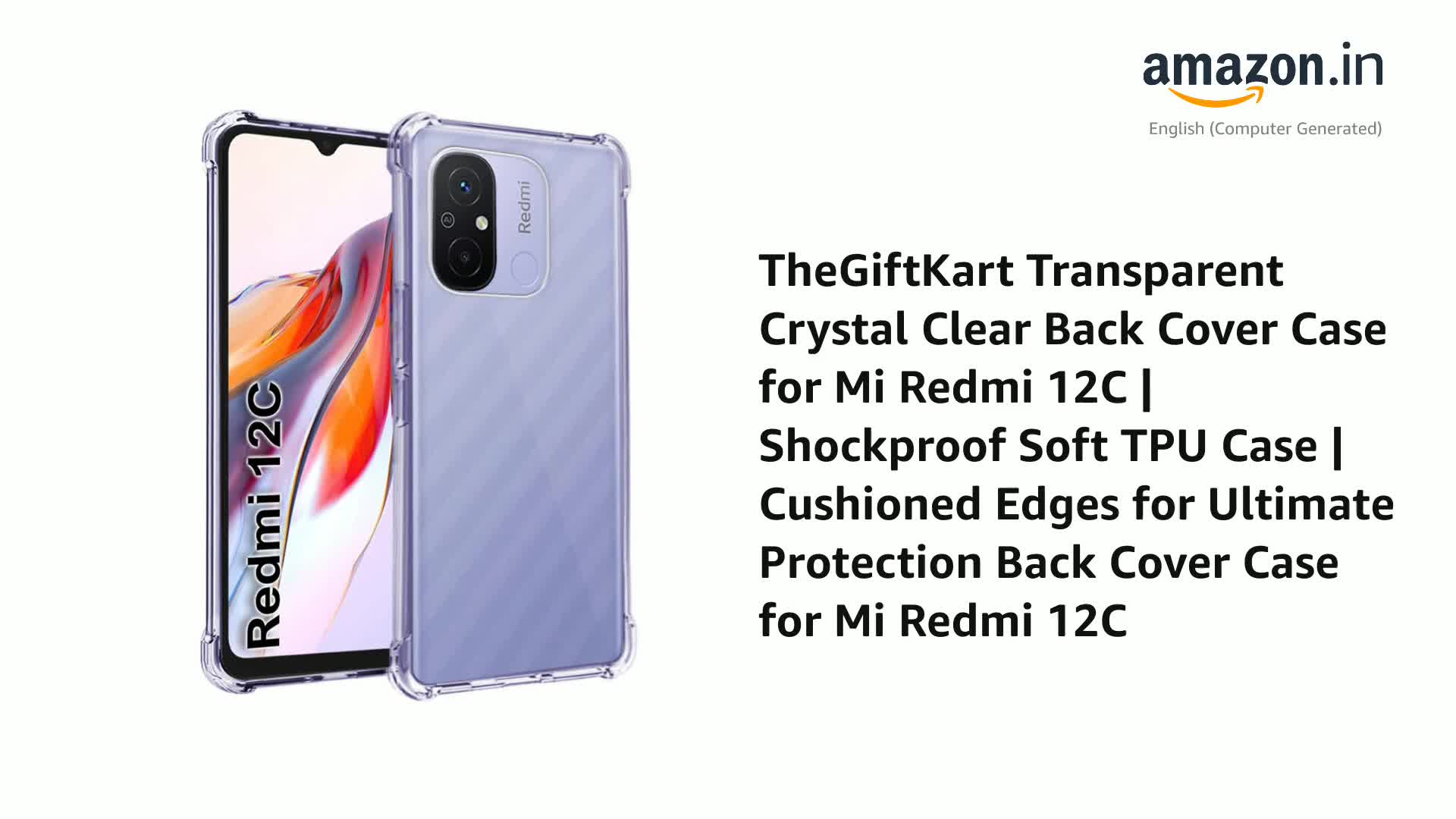 TheGiftKart Transparent Crystal Clear Back Cover Case For Mi Redmi 12C | Shockproof Soft TPU Case | Cushioned Edges For Ultimate Protection Back Cover Case For Mi Redmi 12C (TPU, Transparent - View #3