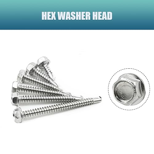 Miniatura 5 de LUPANTER 100 tornillos de chapa de acero inoxidable de 8 # × 1-14 pulgadas, tornillos autorroscantes, tornillos autoperforantes Phillips para metal..