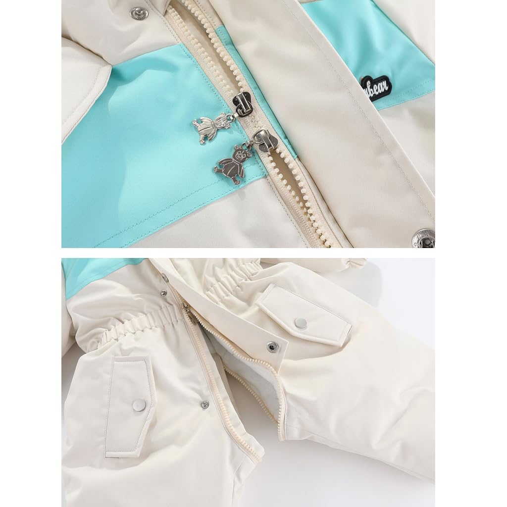 BRONG BéBé Hiver Combinaison de Neige Garçon Fille Capuche Barboteuse Enfants Polaire Manteau Fermeture éclair Coupe-Vent Vêtements D'Extérieur Combinaison de Ski
