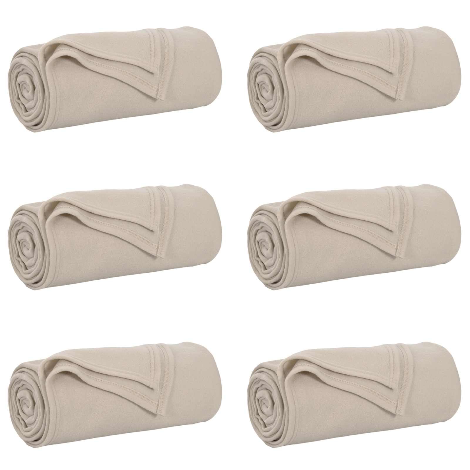 Fleecedecke 6 Stück beige 270 x 240 cm weiches Tuch