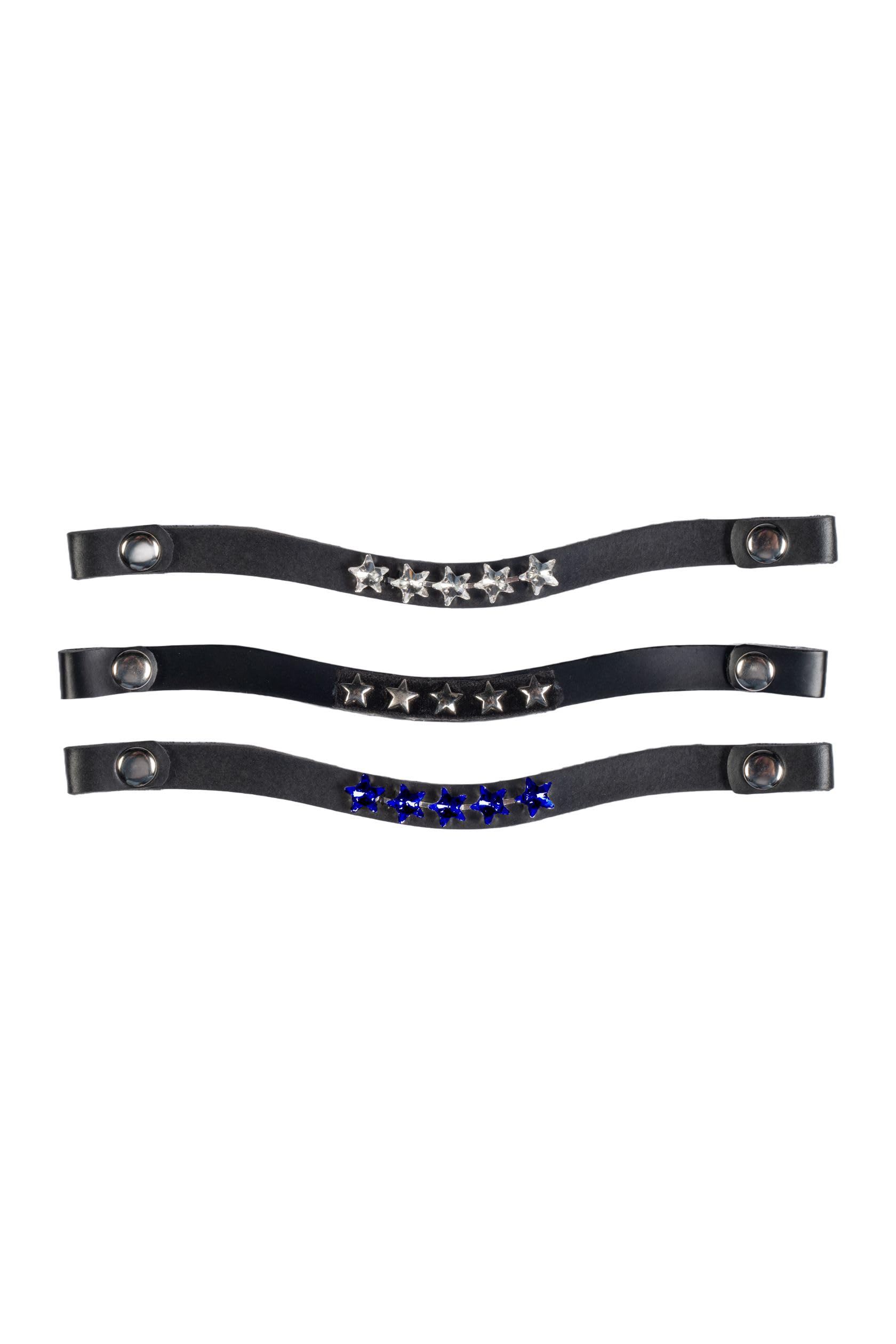 HKM Hobby Horsing set of 3 Browbands, Navy Blue With Stars Design, One Size