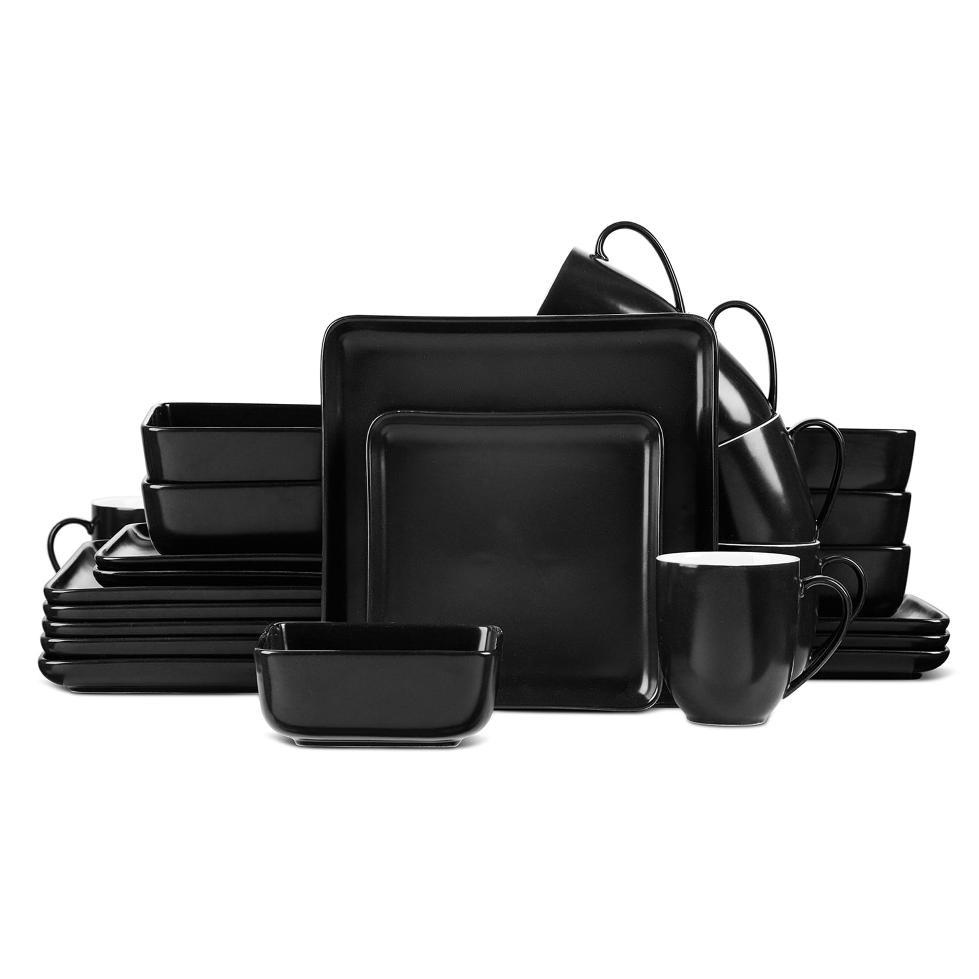Stone Lain Amy Porcelain Dinnerware Set, 24-Piece Service for 6, Black