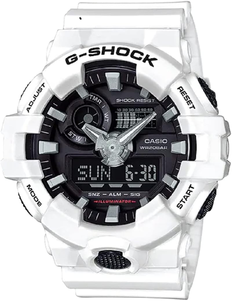 Casio G-Shock GA-700-7ADR Black Analog-Digital Dial White Resin Strap Men's Watch Shock and 200M Water Resistant G742