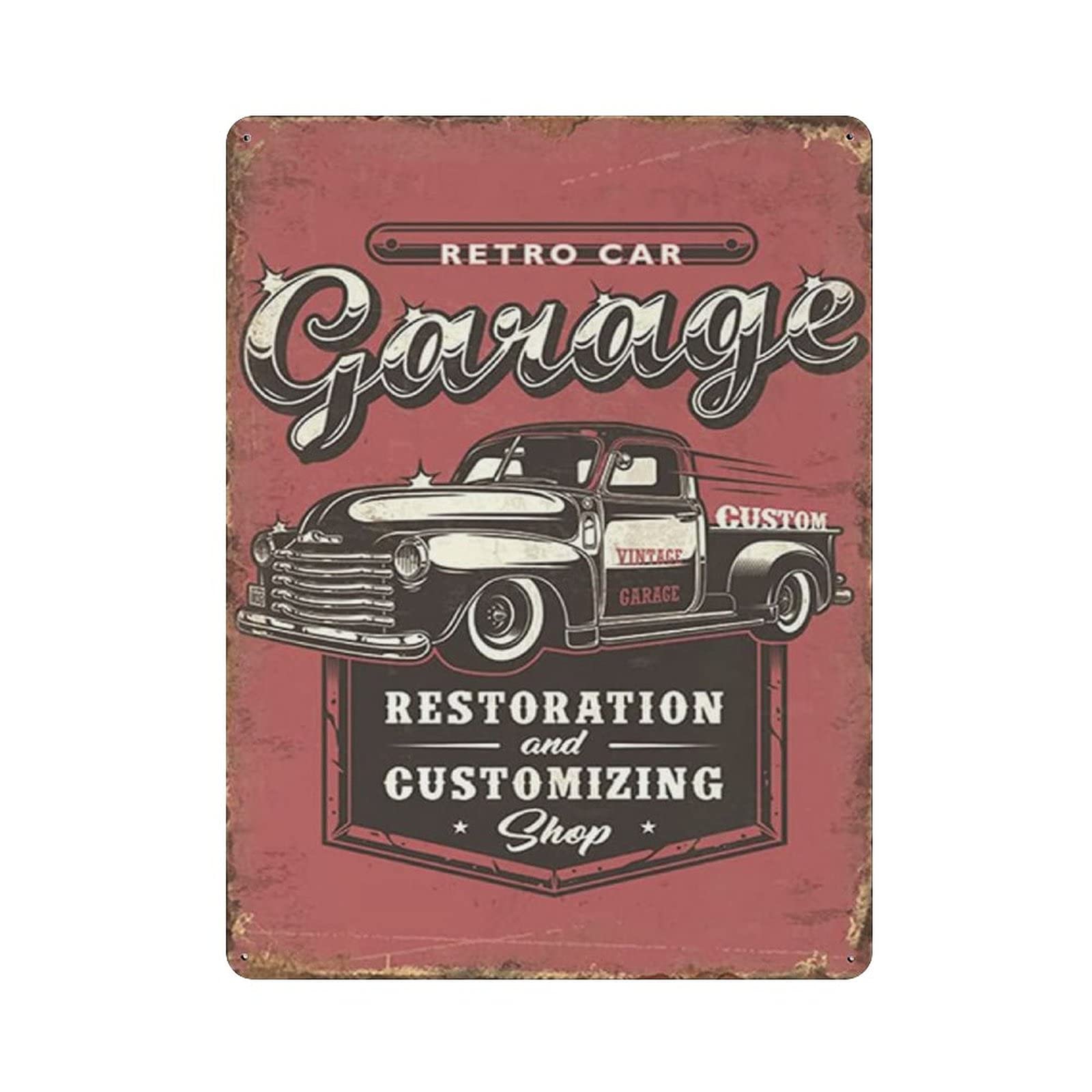 Metal Tin Sign Garage Restoration And Customizing Shop Vintage Tin Poster Metal Sign Wall Decoration Country Kitchen Home Garage Decor 16"x12"