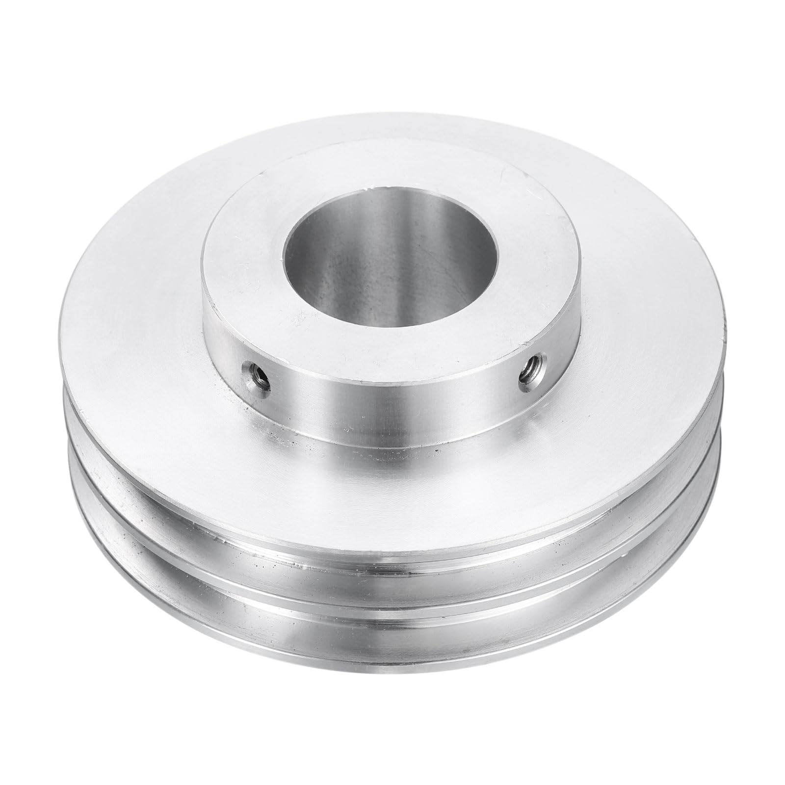QUARKZMAN V-Typ Riemenscheibe 25mm Bohrung 80mm Außendurchmesser Doppelrillen Aluminiumlegierung Keilriemenscheibe für Motorwellen-Bohrmaschine 6mm(1/4") PU-Formgürtel