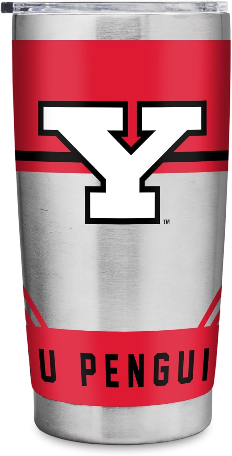 Rico Industries NCAA Youngstown Penguins Standard 20oz Stainless Steel Tumbler with Lid - Great For Coffee, Tea, Water or Cocktails