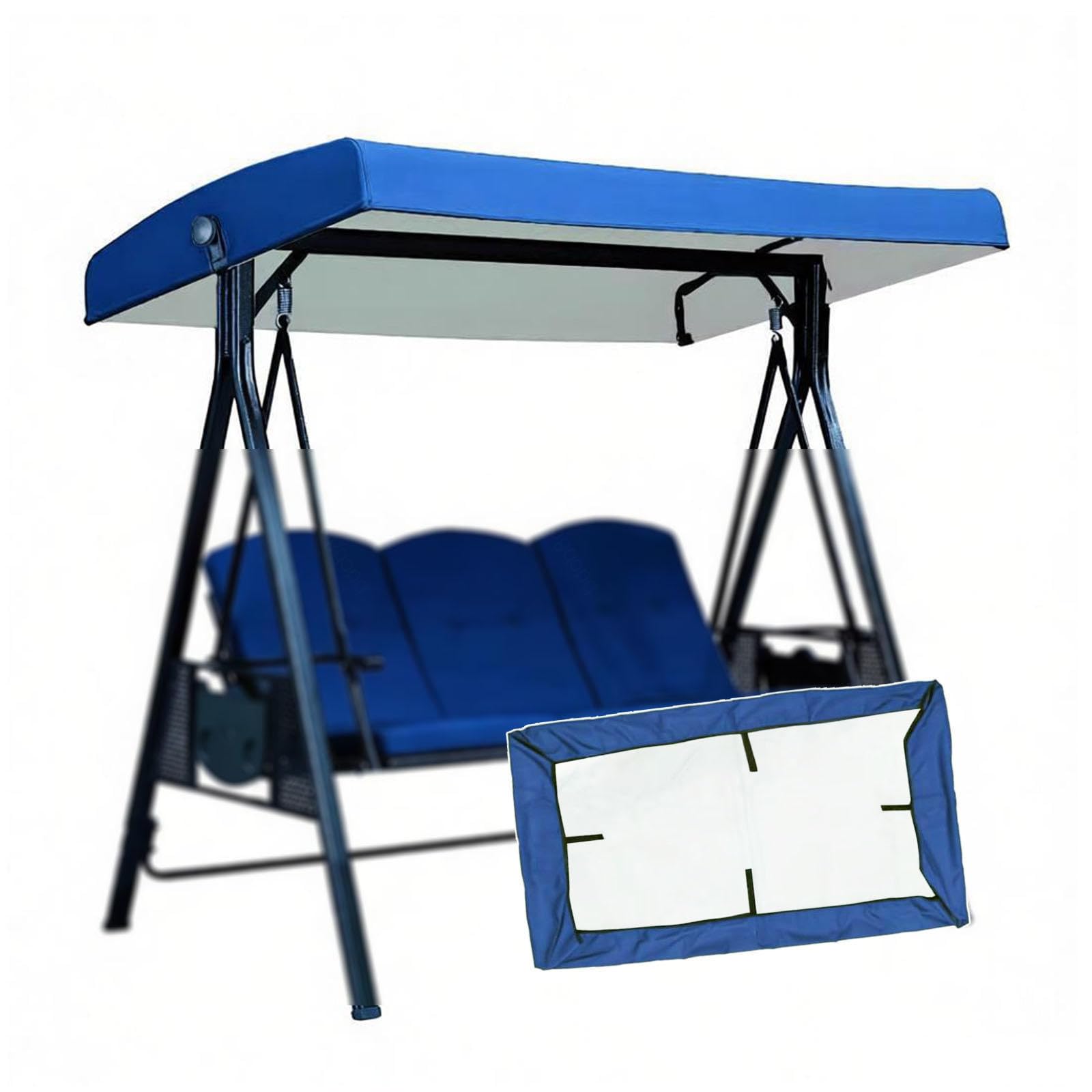 Lhcxkjgs Darkblue 210D Coated Oxford Fabric Swing Canopy 75 X 47 X 7.8 In Waterproof, Uv-Resistant Outdoor Canopy For Patio For Lawn Garden