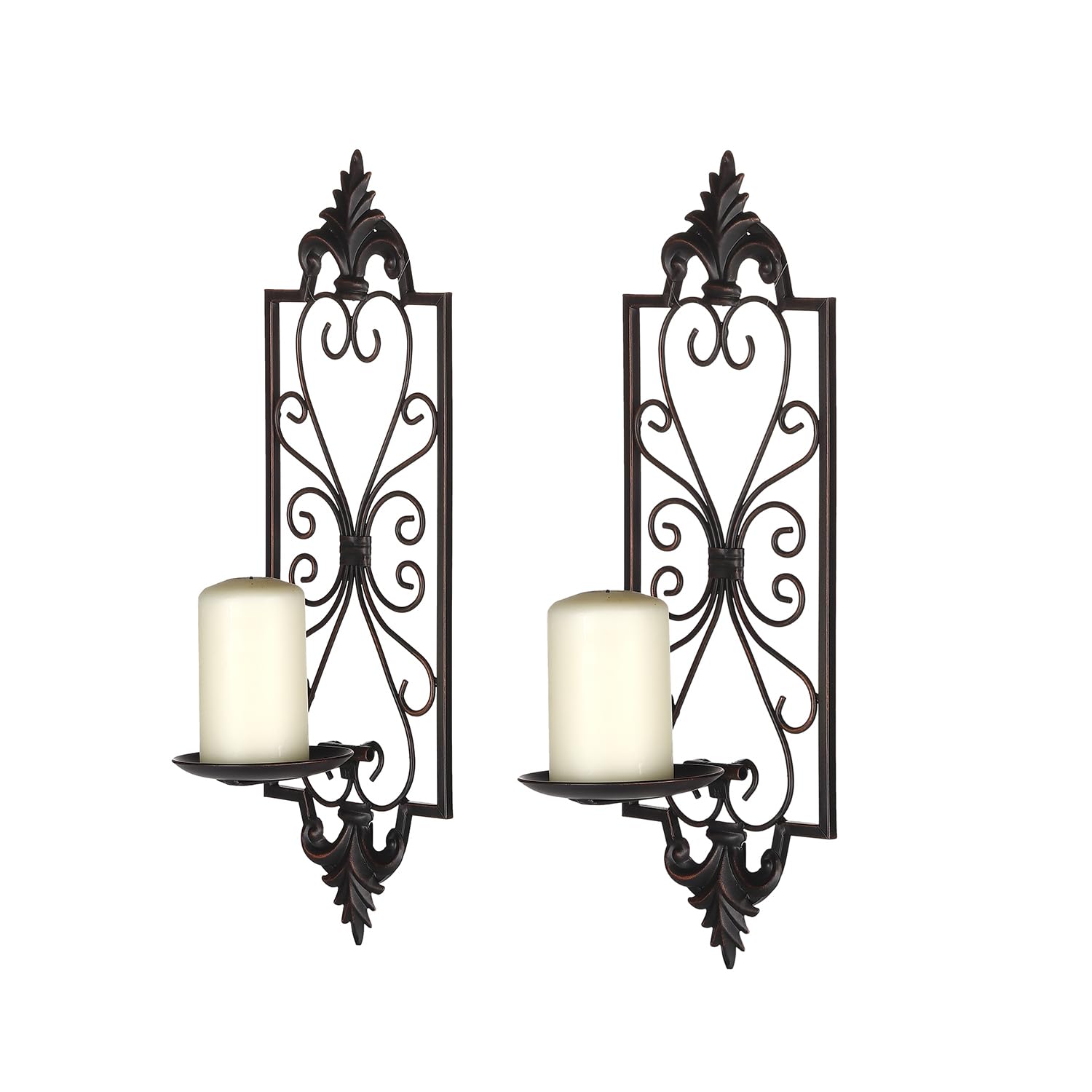 WEMPOLU Metal Candle Sconces Wall Decor Set of 2, 16.5