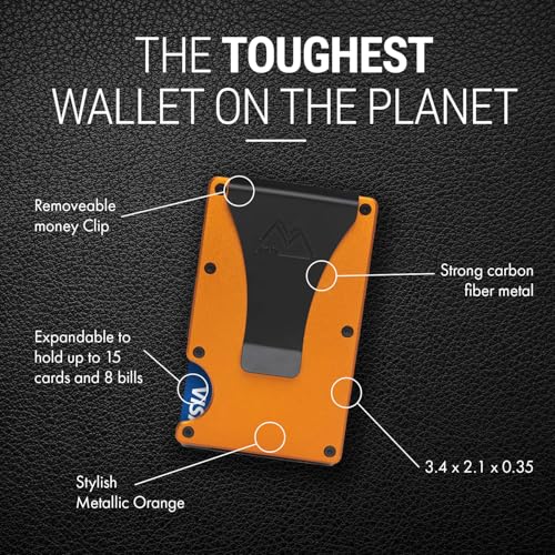Image of Mountain Voyage Co Minimalist Wallet for Men & Women - Slim RFID Wallet, Scratch Resistant, Credit Card Holder & Money Clip, Easily Removable Money & Cards, (Matte Orange)