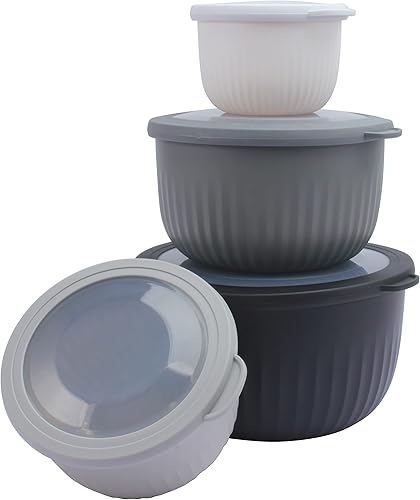 Miniatura 7 de COOK WITH COLOR Tazones de preparación con tapas, cuencos profundos de plástico anidables con tapas (negro degradado)
