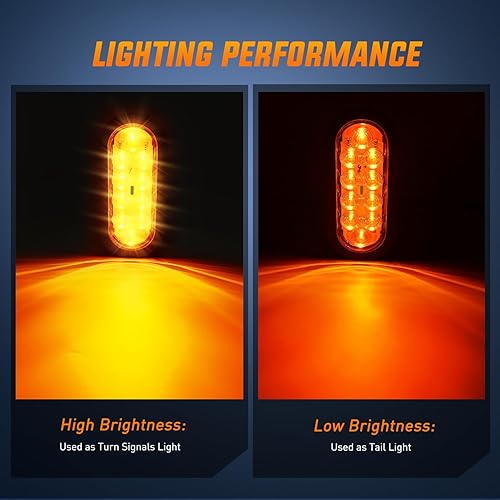 Miniatura 3 de Nilight Luz trasera ovalada de 6 pulgadas, 6 unidades, color rojo ámbar y blanco, 10 LED con ojales de montaje empotrado, IP67, impermeable,