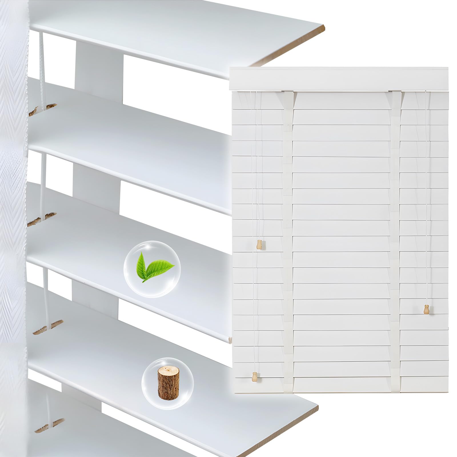 Jfozdm B Custom Wooden Venetian Linds Window, Faux Wood Venetian Linds, Horizontal Lind, Light Control/Privacy Protect, Shutters For Inside For Athroom, Kitchen, Edroom, Office, Easy Fit