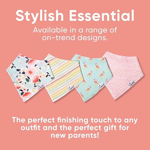 Miniatura 210 de Copper Pearl Paquete de 4 baberos de algodón suave para babeo y dentición, baberos absorbentes para bebés niñas y niños, ajustables para adaptarse a