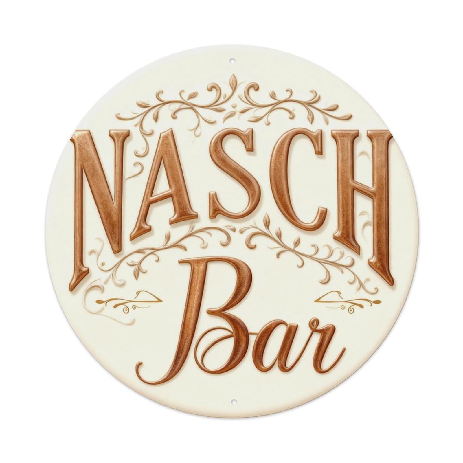 Nasch Bar Elegant Script Design Round Metal Tin Sign Vintage Wall Decor, Bar Garage Cafe Kitchen Home Wall Art Poster 8x8inches