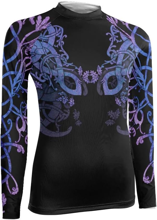 Viking Legends Women's Long Sleeve Rash Guard – Compression Training Shirt for MMA, BJJ, Grappling & Fitness