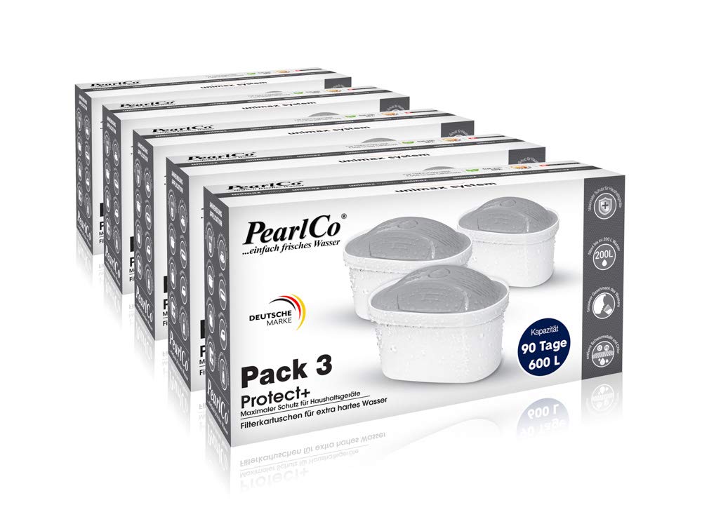 PearlCo - Protect+ unimax Pack 15 wkładów filtrujących do bardzo twardej wody – pasuje do Brita Maxtra