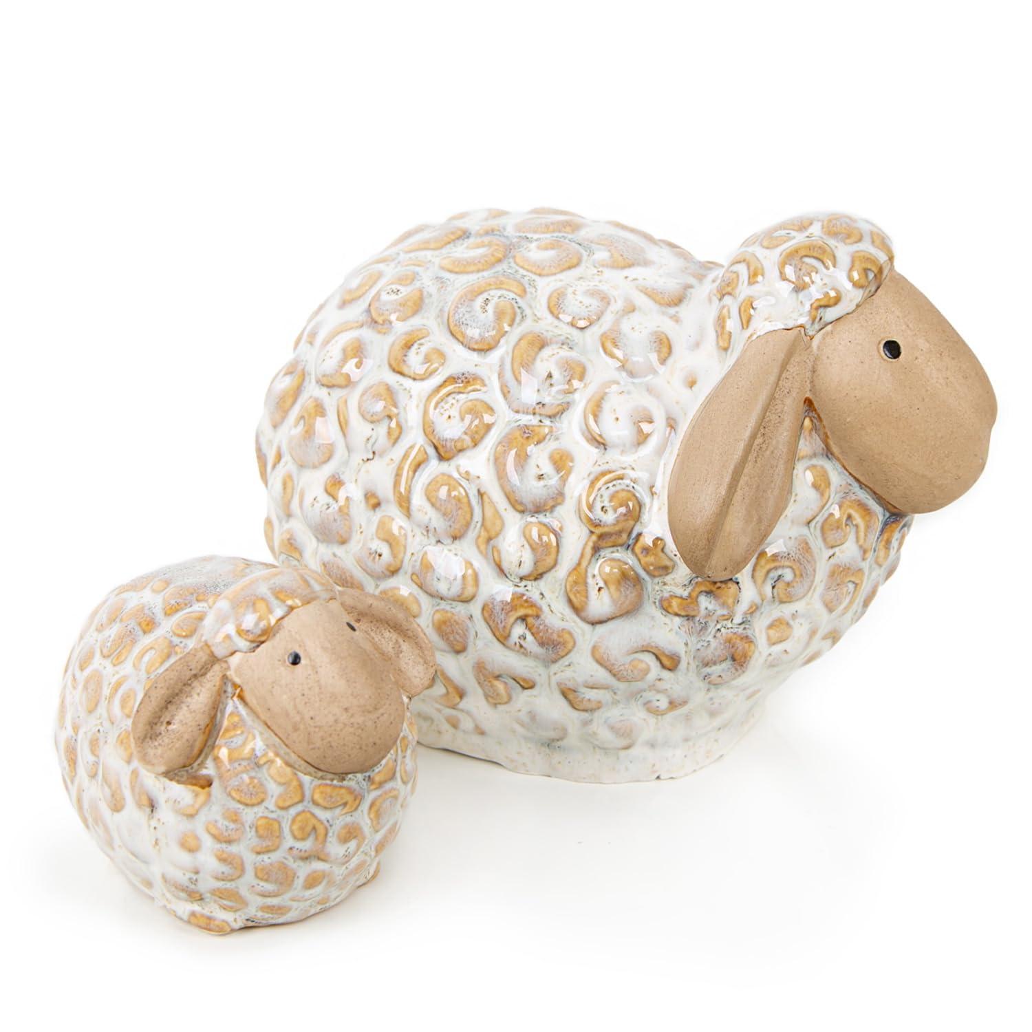 Figurine porcelaine moutons décoratifs blanc et beige haute qualité pour orner vos meubles
