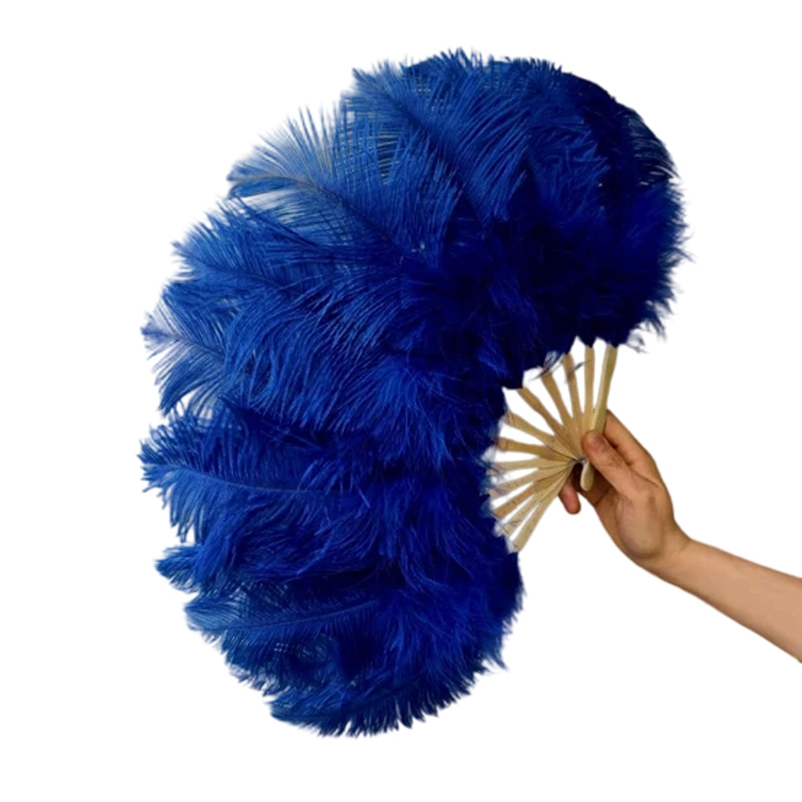 Greabuy Folding Fan with Handle 30cm / 11.8in Handheld Accessory for Theater Shows Wedding Parties and Photos Plume Dance Accessory Folding Fan Theater Costume Wedding Photo Party Decor Stage Show