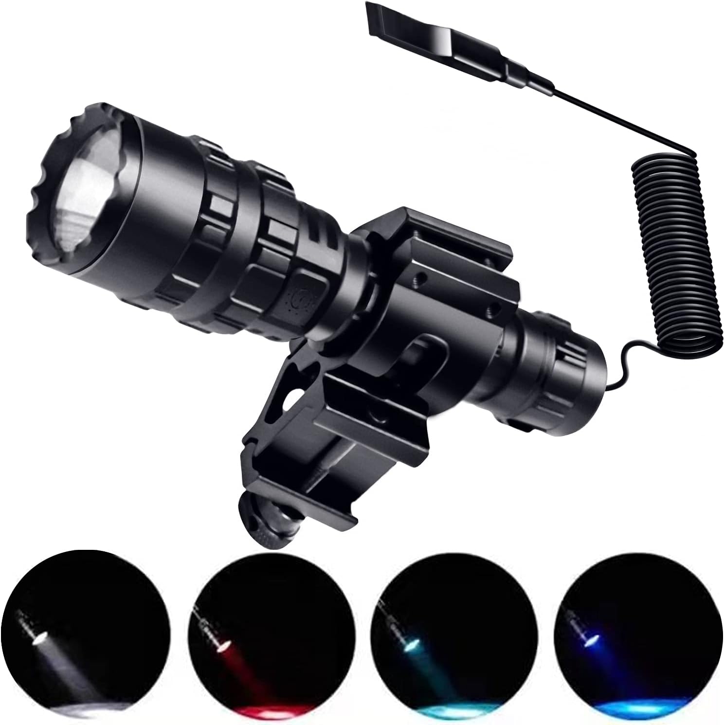 Tactical Flashlights,with 1600 Lumen Picatinny Rail Mount，USB Charging Cable and Pressure Switch, The 5 Modes Flashlight for Rifle, Pistol, Hunting and Shotgun.