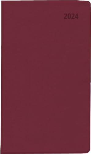 Taschenplaner bordeaux 2024 - Bürokalender 9,5x16 cm - 112 Seiten - 1 Woche auf 2 Seiten - separates Adressheft - faltbar - Notizheft - 560-1011