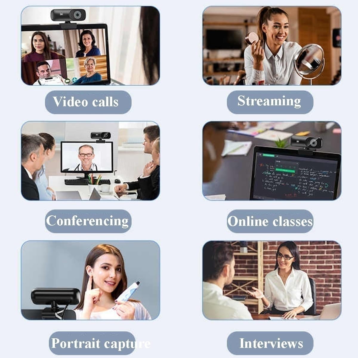 GIZNXBA Webcam para PC con Micrófono con Cancelación De Ruido, Webcam para Videoconferencias, Clases Online Y Retransmisiones En Directo, Ideal para Teletrabajadores, Estudiantes Y Gamers(4k)