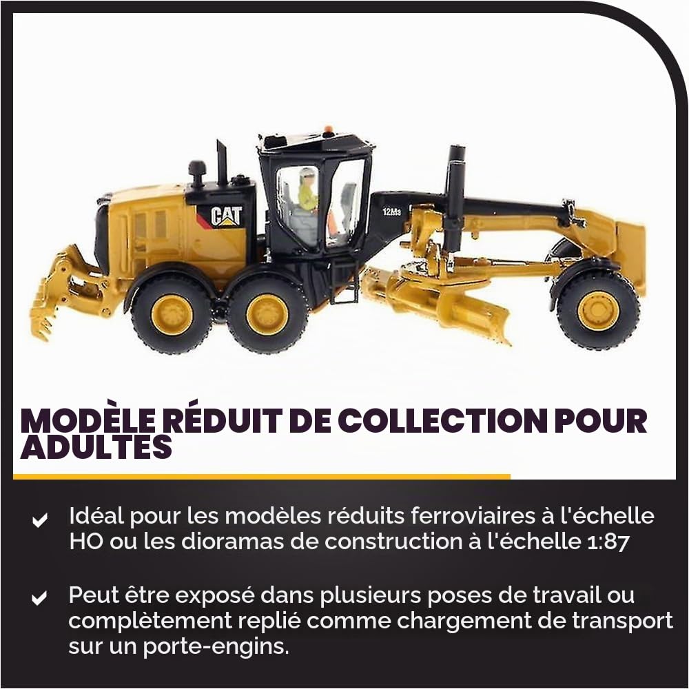 Diecast Masters 85520 - Niveleuse à Moteur Caterpillar 12M3, Échelle 1/87, env. 11,7 x 4,3 x 3,8 cm, à partir de 14 Ans