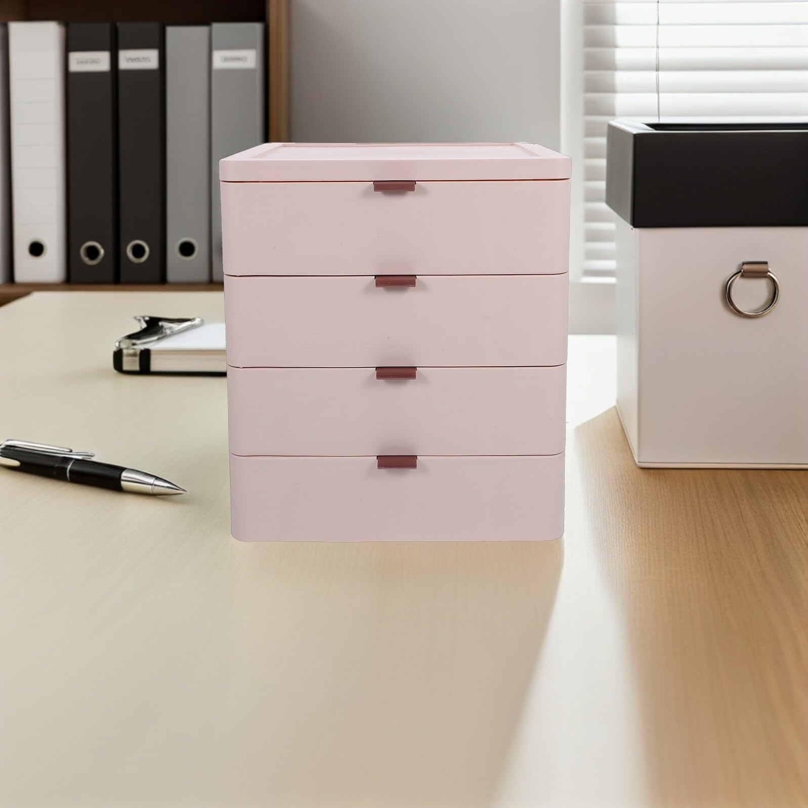 Angoily Organizer da Scrivania con 4 Cassetti Impilabili in Plastica PP Cassettiera Portaoggetti per Cosmetici e Articoli per Ufficio Contenitore Multiuso per Toeletta Casa e Ufficio