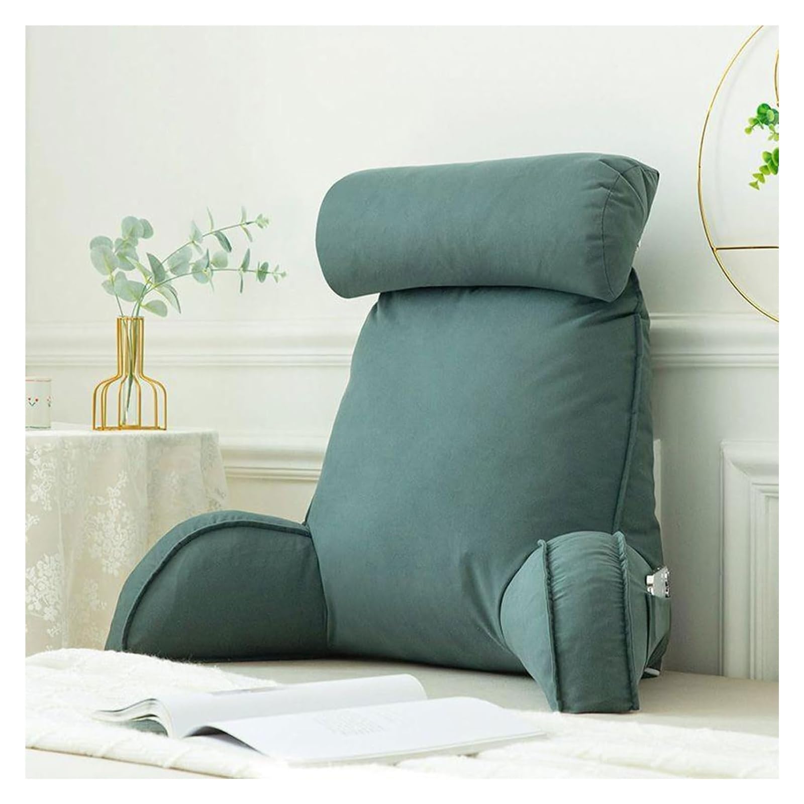 nviusdSJ Reading cushions, For Bed Lumbar Support Cushion Multifunctional Sofa And Bedside Reading Back Rest Pillow Adult Backrest Lounge(Green)